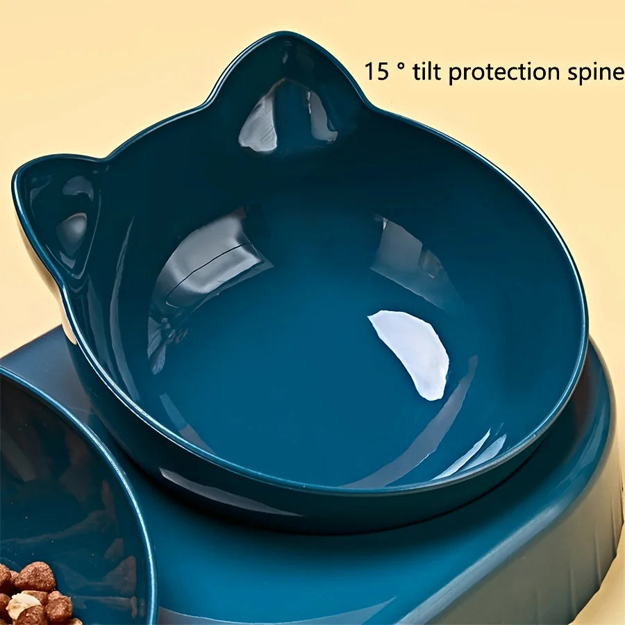 3-in-1 Cat Bowl Set – Tilted Food & Water Feeder