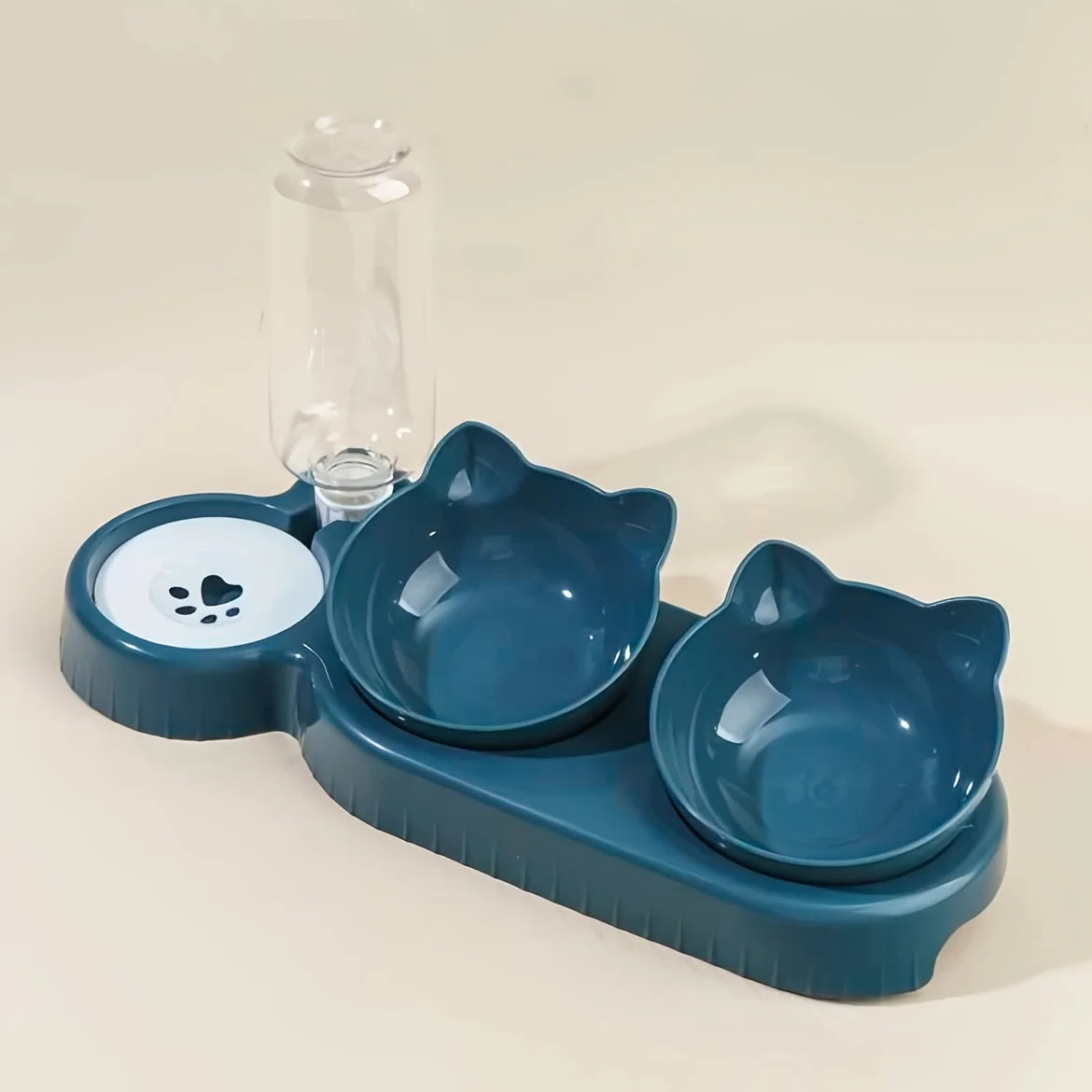 3-in-1 Cat Bowl Set – Tilted Food & Water Feeder
