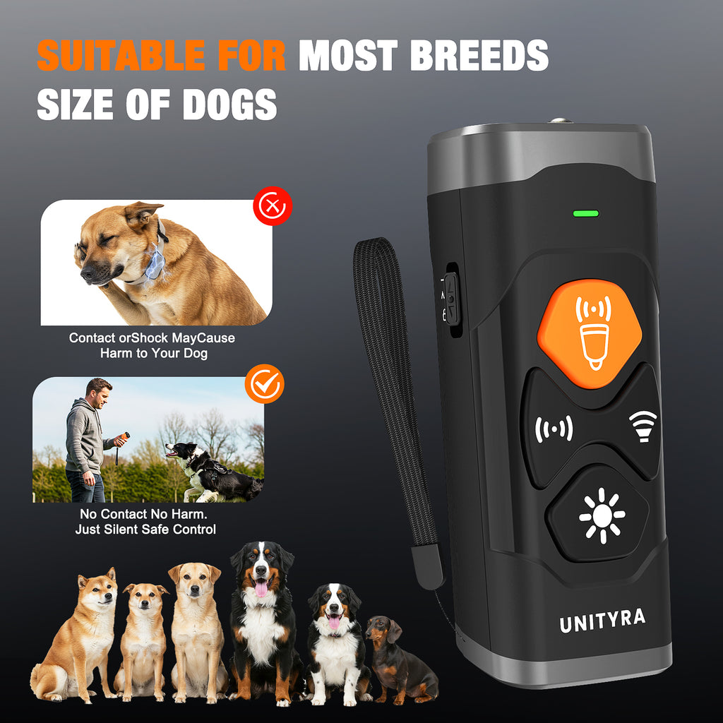 Dog Bark Deterrent Devices 3X Ultrasonic Anti Barking Device with 6 Training Modes 35FT Range Rechargeable & Humane Bark Control for Own or Neighbor’s Dog Indoor & Outdoor Use (Black)