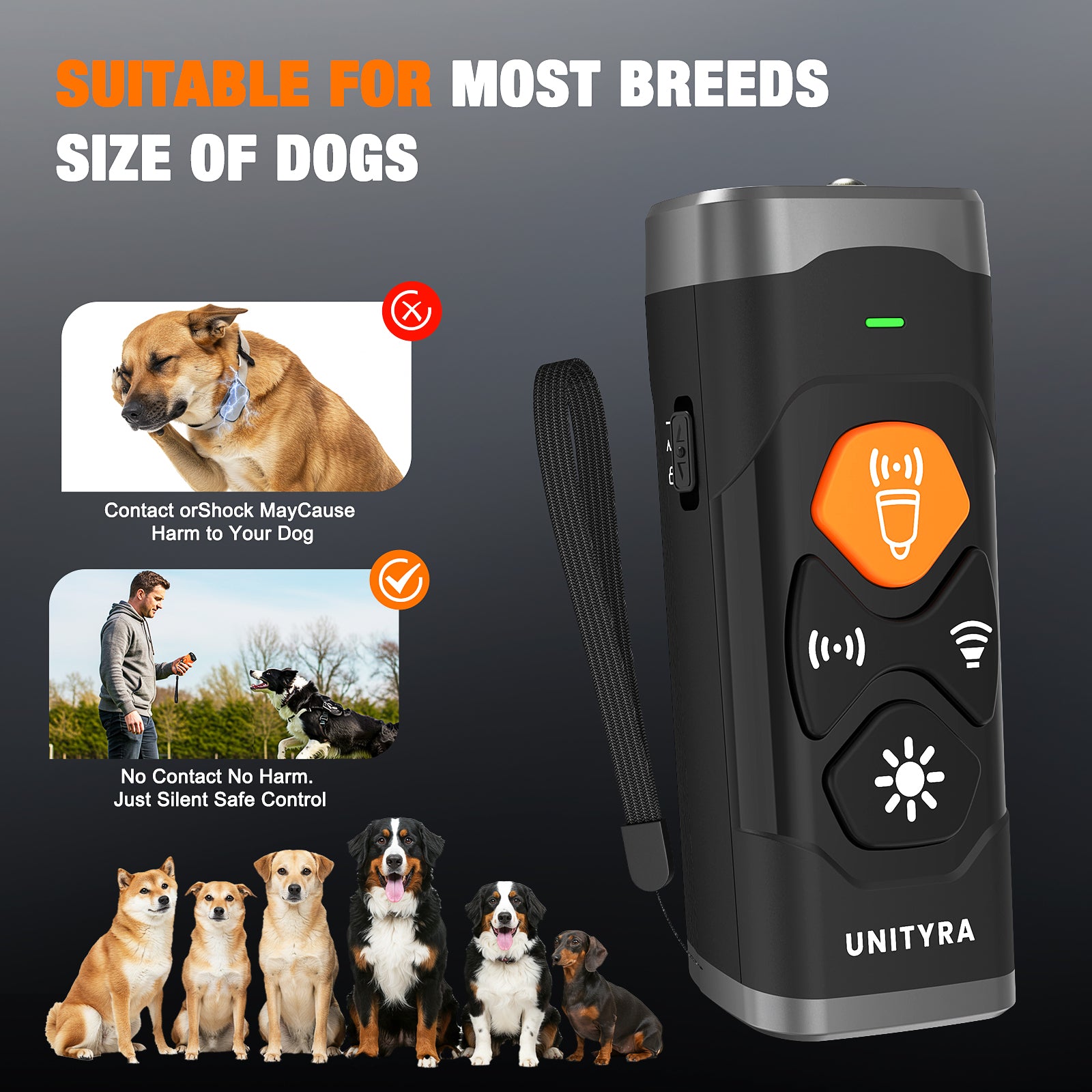 Dog Bark Deterrent Devices 3X Ultrasonic Anti Barking Device with 6 Training Modes 35FT Range Rechargeable & Humane Bark Control for Own or Neighbor’s Dog Indoor & Outdoor Use (Black)