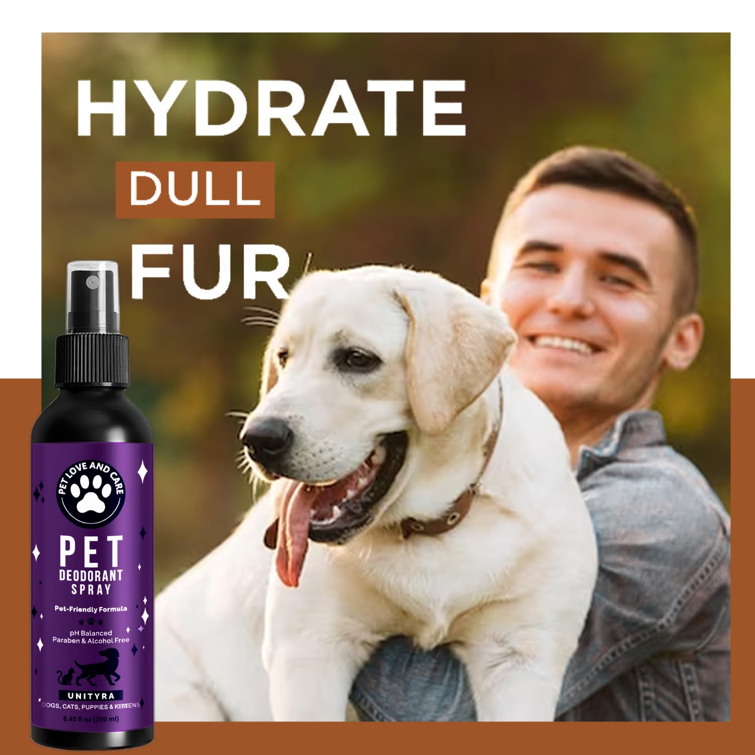 Pet Odor Eliminator Spray – Lavender Scent Deodorizer for Dogs & Cats – Helps Reduce Pet Odors Removes Urine & Litter Box Smells from Home, Carpet, Bedding & Furniture – 250ml