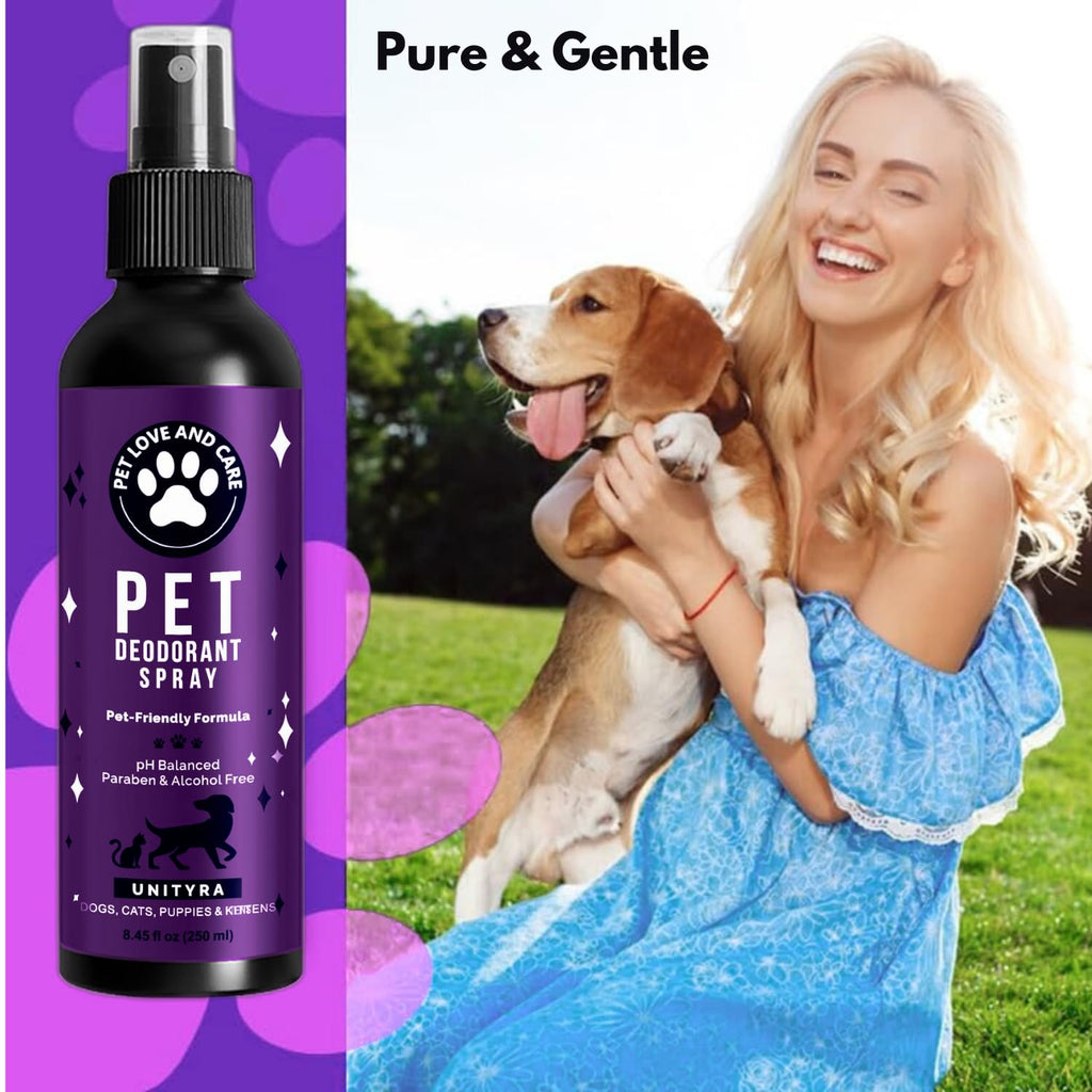 Pet Odor Eliminator Spray – Lavender Scent Deodorizer for Dogs & Cats – Helps Reduce Pet Odors Removes Urine & Litter Box Smells from Home, Carpet, Bedding & Furniture – 250ml