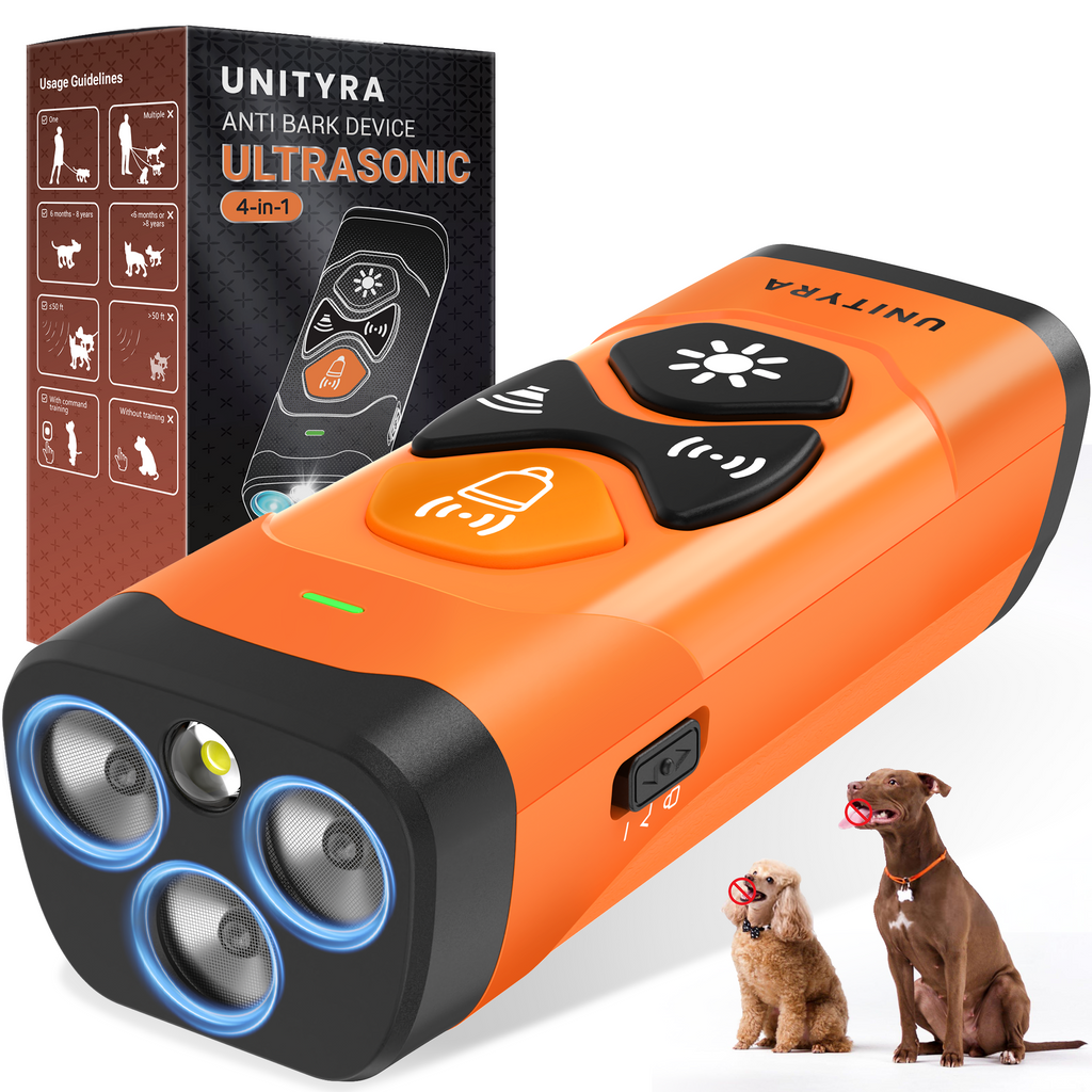 Dog Bark Deterrent Devices 3X Ultrasonic Anti Barking Device with 6 Training Modes 35FT Range Rechargeable & Humane Bark Control for Own or Neighbor’s Dog Indoor & Outdoor Use (Orange)