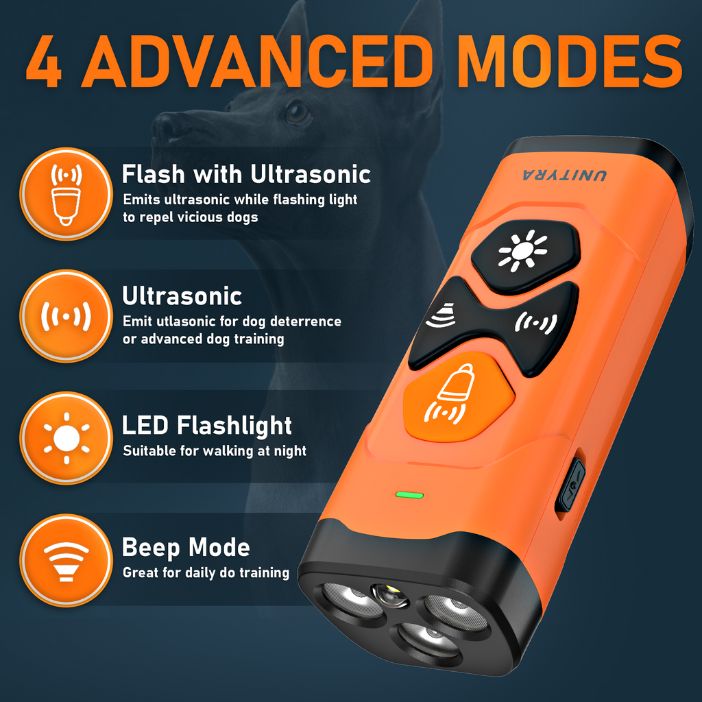 Dog Bark Deterrent Devices 3X Ultrasonic Anti Barking Device with 6 Training Modes 35FT Range Rechargeable & Humane Bark Control for Own or Neighbor’s Dog Indoor & Outdoor Use (Orange)