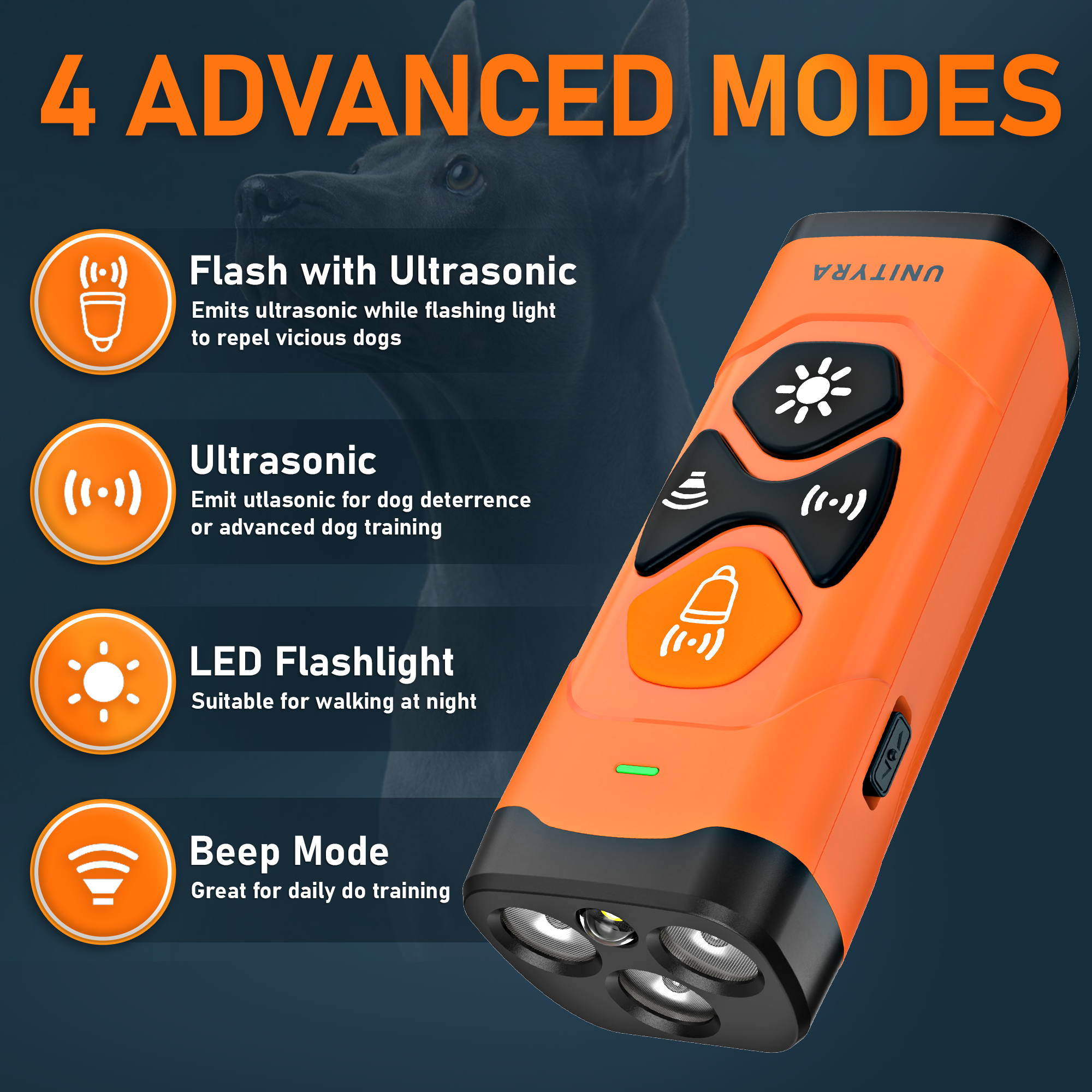 Dog Bark Deterrent Devices 3X Ultrasonic Anti Barking Device with 6 Training Modes 35FT Range Rechargeable & Humane Bark Control for Own or Neighbor’s Dog Indoor & Outdoor Use (Orange)