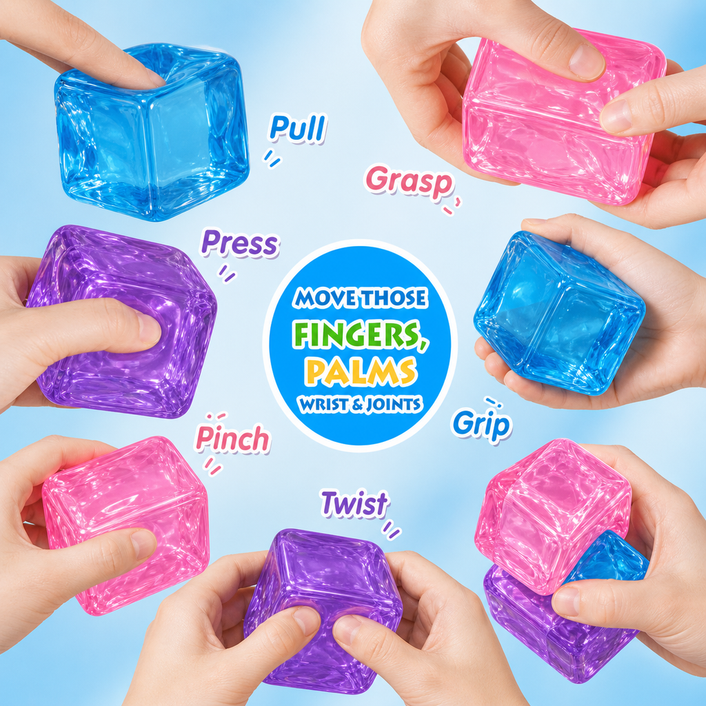 UNITYRA SootheX Ice Cube Sensory Stress Relief Toy – Super Solid Squishy Cube for Kids & Adults, ADHD Autism Anxiety Relief Fidget Toy, Focus & Calm Sensory Squeeze Ball, Desk Stress Toy (Purple)