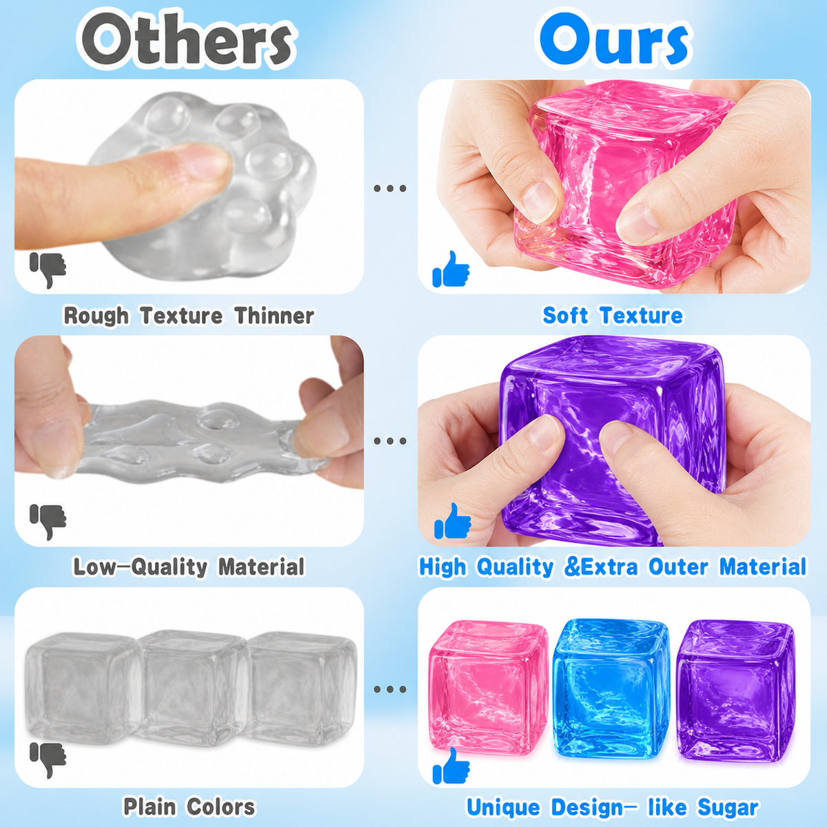 UNITYRA SootheX™ Ice Cube Sensory Stress Relief Toy – Super Solid Squishy Cube for Kids & Adults, ADHD Autism Anxiety Relief Fidget Toy, Focus & Calm Sensory Squeeze Ball, Desk Stress Toy (Pink)