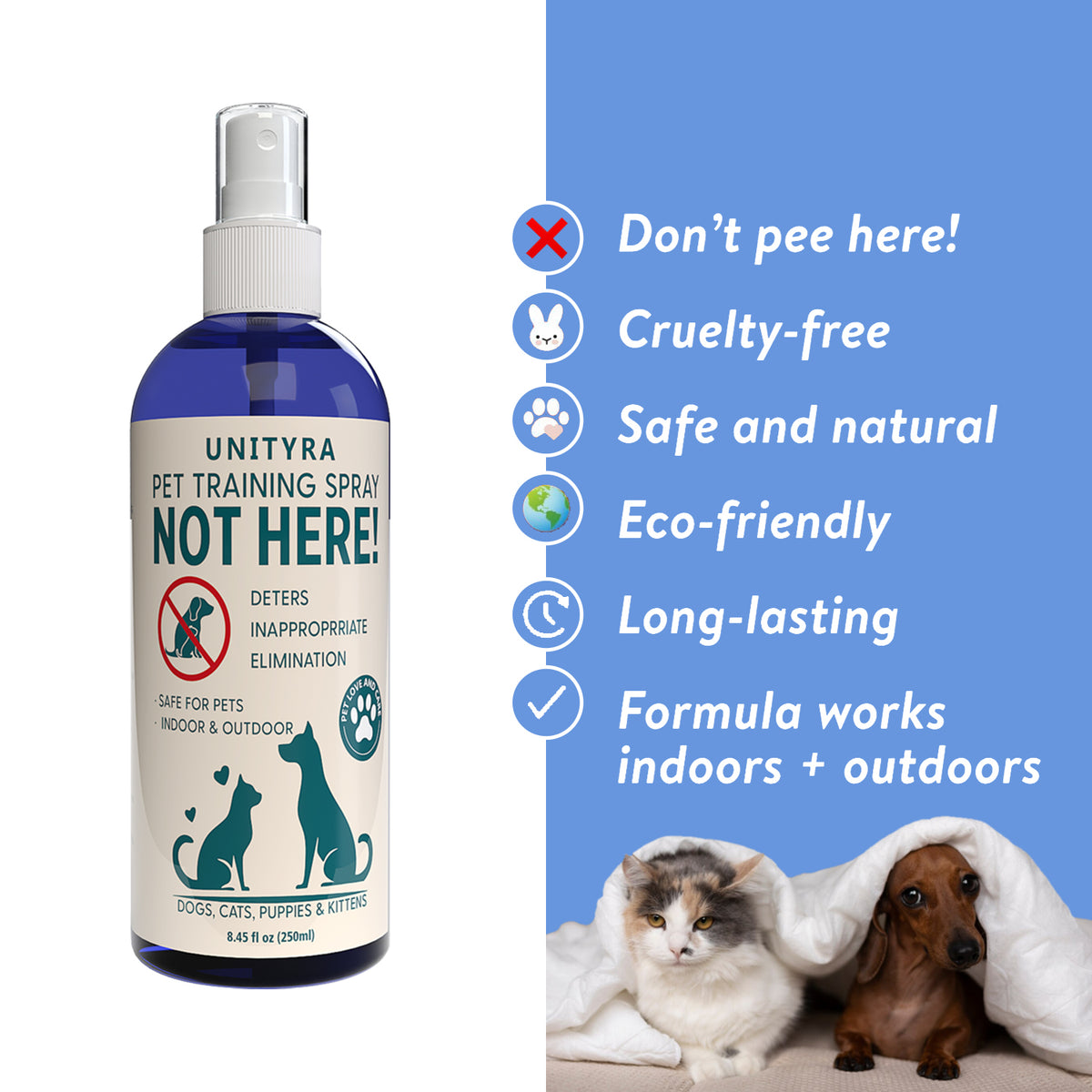 Not Here! Pet Deterrent Spray for Dogs Cats Puppies & Kittens – Stops Peeing Pooping & Marking – Anti Chew Pee Repellent – Indoor Outdoor Training Spray for Furniture Carpet & Floors