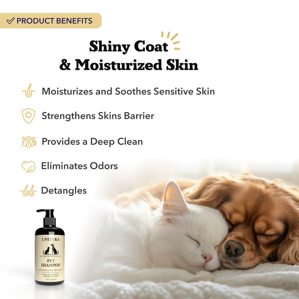 Natural Oatmeal & Aloe Pet Shampoo for Dogs & Cats – Anti‑Itch, Moisturizing, Deodorizing & Hypoallergenic Bath Wash for Dry, Sensitive Skin – 250 ml
