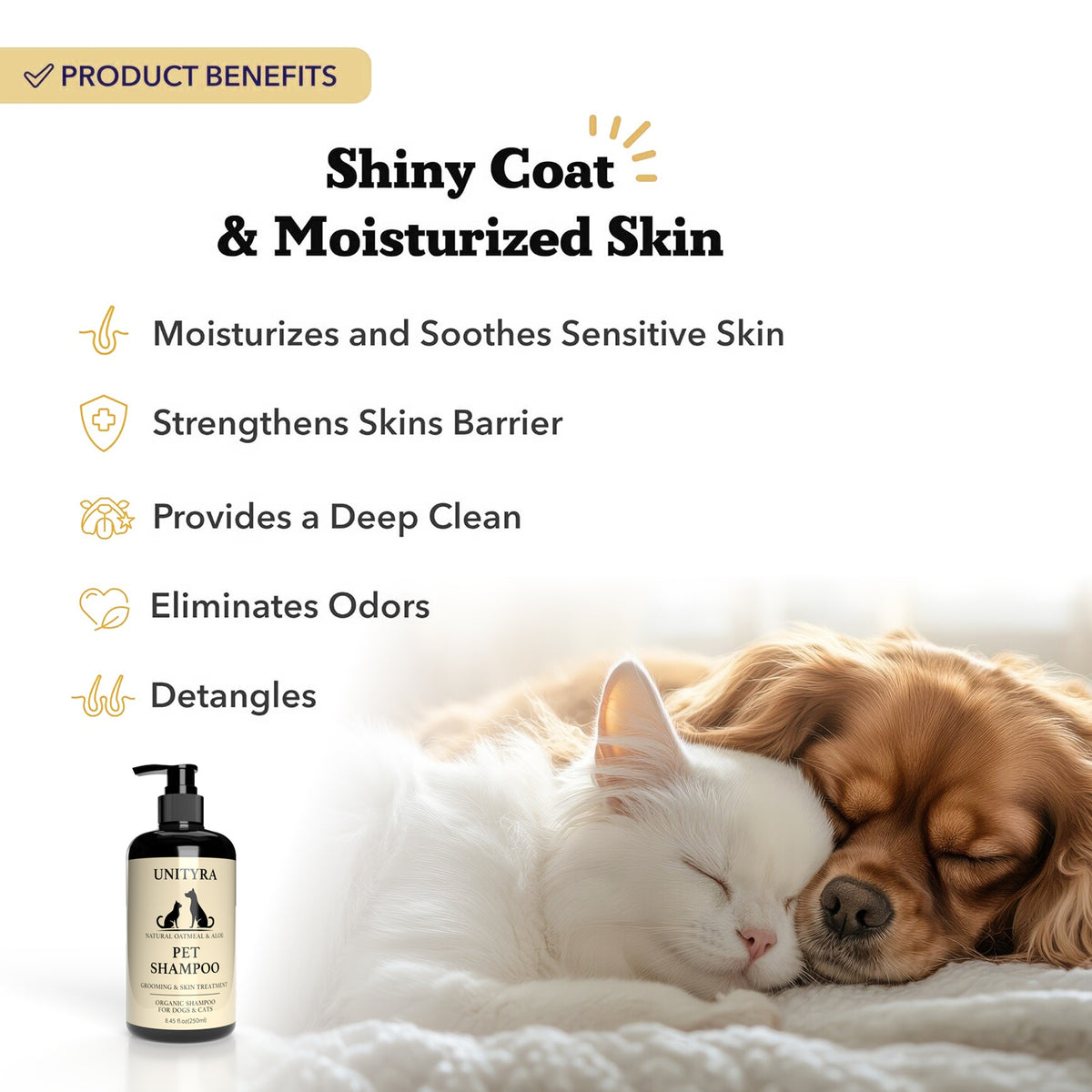 Natural Oatmeal & Aloe Pet Shampoo for Dogs & Cats – Anti‑Itch, Moisturizing, Deodorizing & Hypoallergenic Bath Wash for Dry, Sensitive Skin – 250 ml
