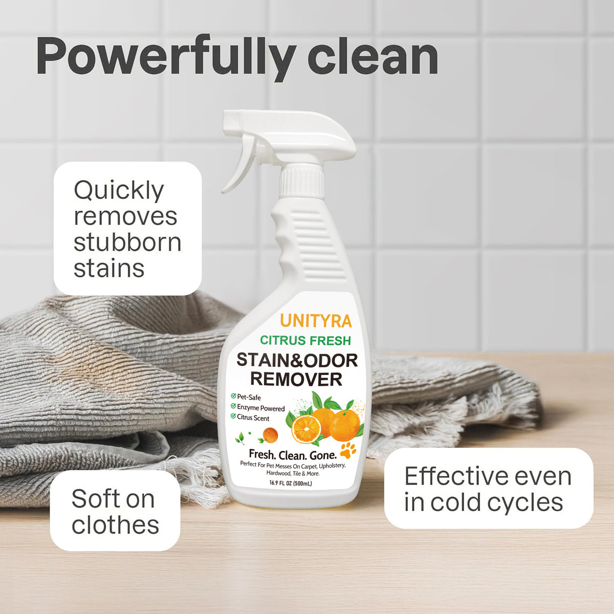 Pet Deodorizer Spray – Citrus Scent Stain & Odor Eliminator for Dogs & Cats | Removes Urine, Pee & Litter Box Smell | Pet Stain & Odor Remover for Home floor, Carpet, Furniture & Kennels 500ml