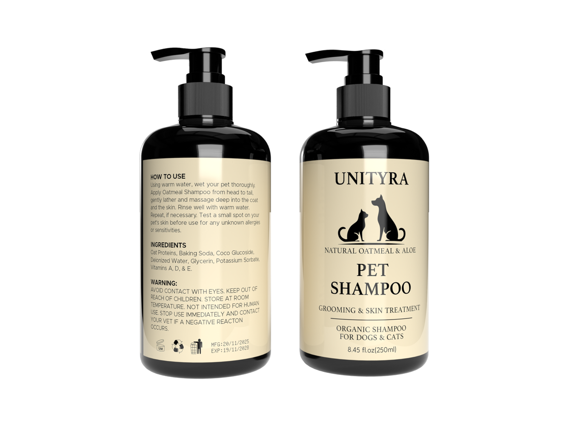 Natural Oatmeal & Aloe Pet Shampoo for Dogs & Cats – Anti‑Itch, Moisturizing, Deodorizing & Hypoallergenic Bath Wash for Dry, Sensitive Skin – 250 ml