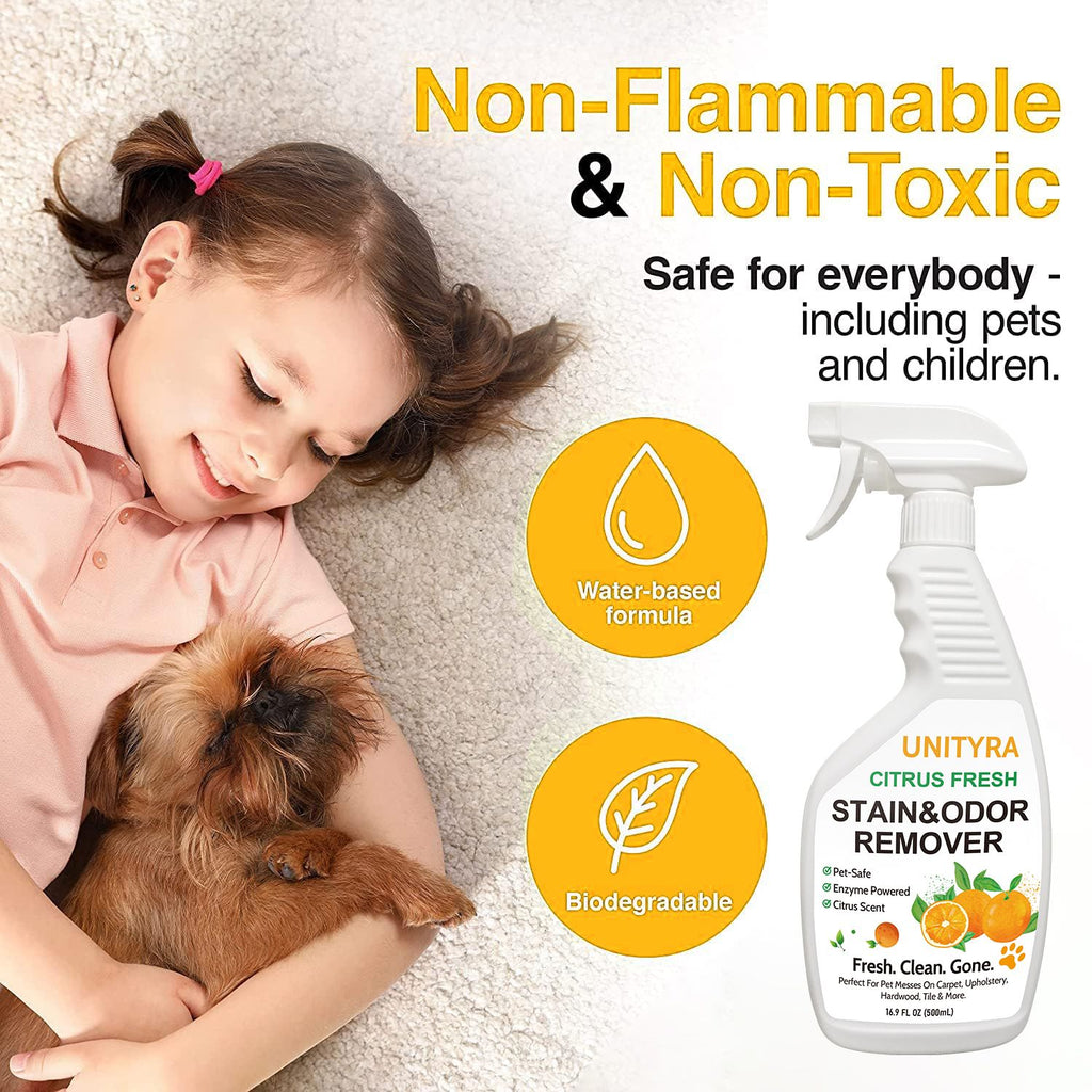 Pet Deodorizer Spray – Citrus Scent Stain & Odor Eliminator for Dogs & Cats | Removes Urine, Pee & Litter Box Smell | Pet Stain & Odor Remover for Home floor, Carpet, Furniture & Kennels 500ml