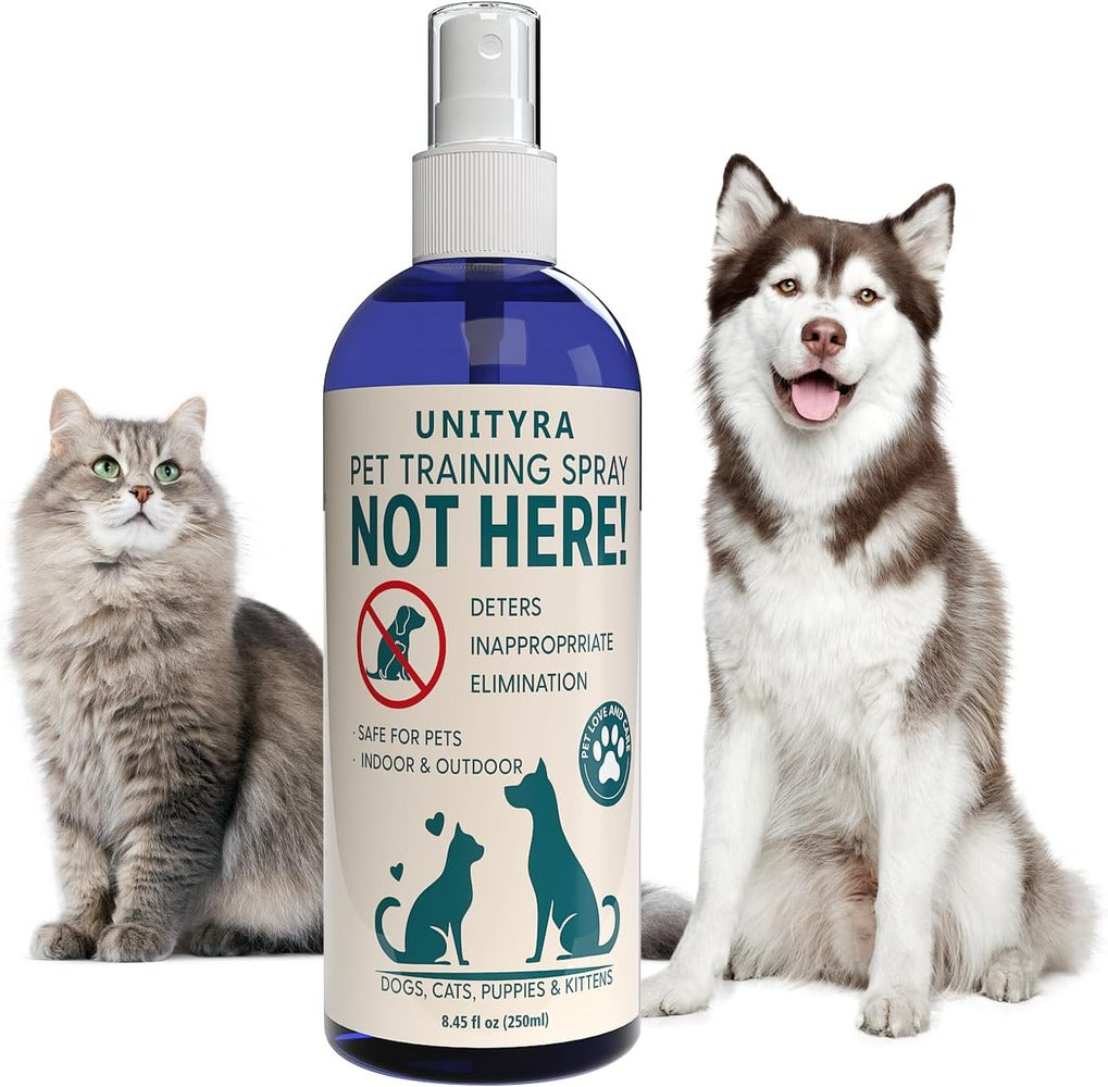 Not Here! Pet Deterrent Spray for Dogs Cats Puppies & Kittens – Stops Peeing Pooping & Marking – Anti Chew Pee Repellent – Indoor Outdoor Training Spray for Furniture Carpet & Floors